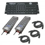 (2) PRO-D6 On / Off Dimmer 6 Channel Chauvet Switch Relay Pack with (3) DMX Cables & RGBW4C Controller Combo