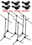(6) Vocal Stage or Instrument Adjustable Height Boom Mic Microphone Tripod Stand FREE Mounts