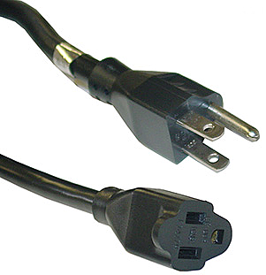 Accu Cable EC163-25 Power Extension Cable 16 Gauge 25Ft Black Cord