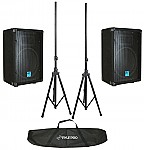 Gemini GT-1204 (2) Pro Audio DJ 12" Passive 800 Watt PA Speaker / Monitor Pair & Tripod Stands