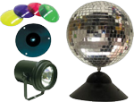 American DJ MB 8 COMBO Mirror Disco 8" Ball W/ Pinspot & Light Color Filters