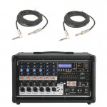 Peavey Pro Audio PVI 6500 Pro Audio 6 Channel Powered 400 Watt Mixer with (2) 1/4" Speaker Cables Package