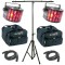 (2) Mini Kinta Multi Color RGB Derby 3W LED Chauvet Light with (2) Travel Bags, (2) DMX Cables & T Bar Stand Combo