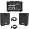 Peavey Pro Audio PVI 5300 Pro Audio 5 Channel Powered 200 Watt Mixer with (2) 1/4" Cables & PVi 10 Speakers
