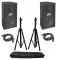 Pro Audio DJ (2) Peavey PV115D Powered 400 Watt 15" 2-Way Speakers with XLR Cables & Tripod Stands